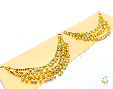 Bahubali style Golden stone & Pearl work beautiful earring support Sahare