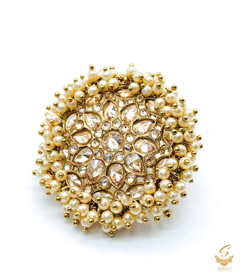 Golden Polki stone beautiful ring (adjustable)