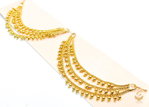 Bahubali style Golden stone & Pearl work beautiful earring support Sahare