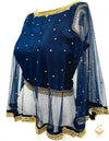Size 38(upto 40 )Nevi Blue colour Art silk based designer ponchowith stone work and beaded lace all around