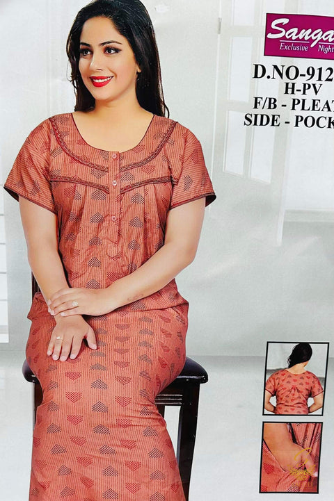 Cotton based Printed fabric women's nighty (size 46) Length-55 inch (Front button open)