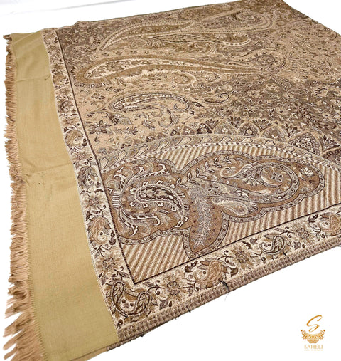 Dusky Beige colour hand woven pure and soft woolen shawl