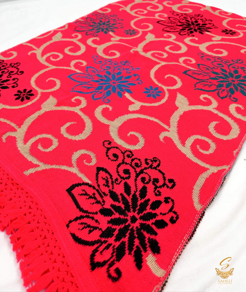 Hot Pink colour very warm woolen printed shawl