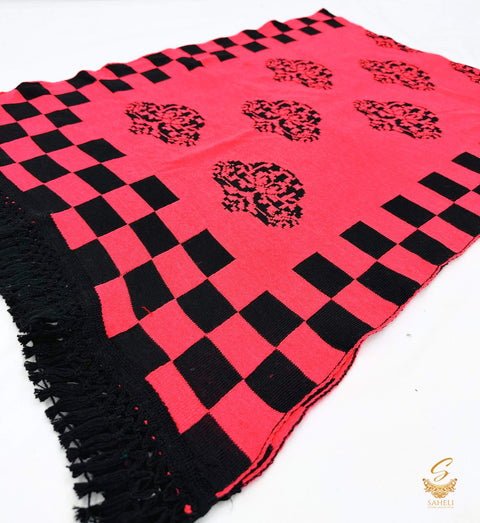 Neon Pink colour very warm woolen printed shawl
