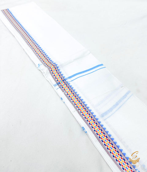 White colour cotton based 2 mtr Gamcha(Upvastram for Dhoti )