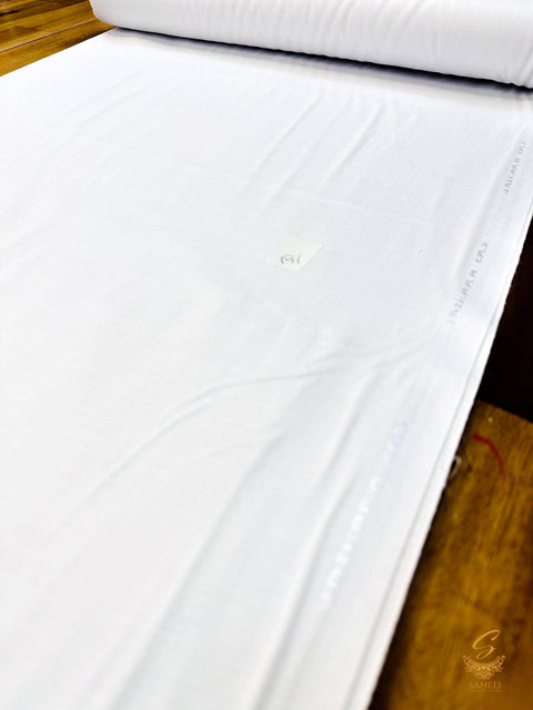 White colour Soft Linen Cotton Kurta Pajama Fabric For men (Per Meter)