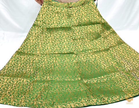 Green colour Brocade Silk based big flared skirt (can be styled with Poncho Blouse) Waist :- 37inch , Length:- 40