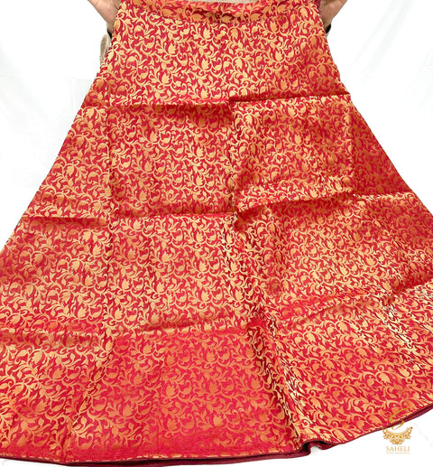 Maroon colour Brocade Silk based big flared skirt (can be styled with Poncho Blouse) Waist :- 37inch , Length:- 40