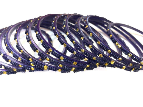 Glass bangles Dark Blue color, 1 dozen in pack