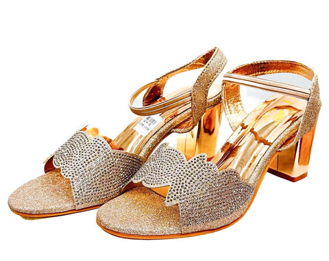 Shimmery stone comfy heels