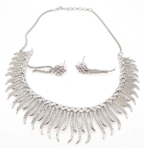 Silver American diamond necklace set