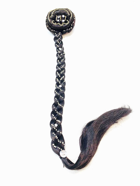 Artificial long hair with stone buns (bit brown colour)