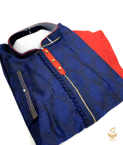 Nevi Blue colour silk based kurta with pajama pents