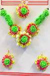 Floral jewellery (4pieces set ) Matha tikka , Adjustable Necklace , Earrings