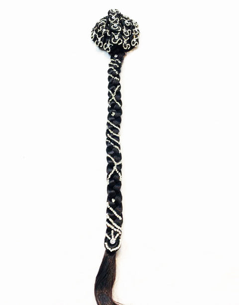 Artificial Black long hair with stone buns