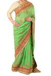 Lite Green Georgette based heavy embroidery & Stone work saree