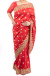 Tussar Silk Red saree