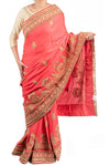 Lite Pink Silk Saree with heavy embroidery