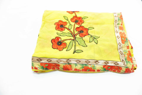 Multi coloured embroidered chiffon saree