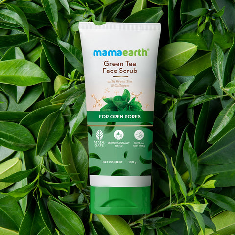 Green Tea Face Scrub With Green Tea & Collagen For Open Pores - 100 g