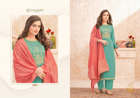 Size 44 (Upto 46) Fully Stitched Teal Colour Jaam Silk based with Heavy Embroidery Work Kameez With Jam Silk Plazo Pent And Pure Viscos side piping border beautiful Peach colour Dupatta