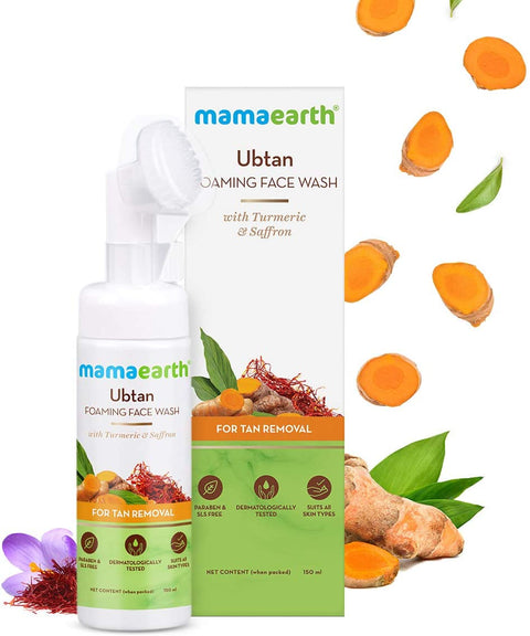 mamaearth ubtan foaming face wash with Turmeric & Saffron For TAN REMOVAL 150ml