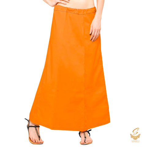 Under skirt or peticott in cotton fabric ,dark orange colour waist size-44 inch